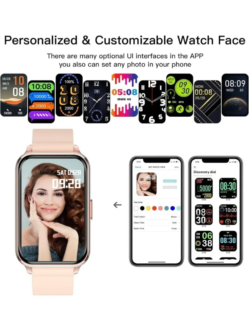 IP68 Waterproof Smart Fitness Watch for Men & Women - Heart Rate, Sleep Monitor
